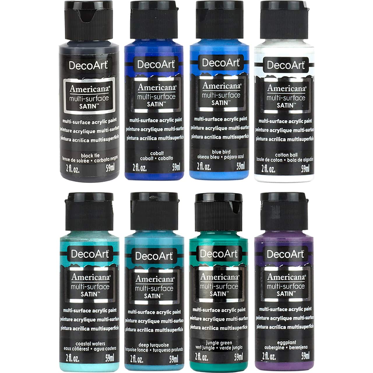 DecoArt® Americana® Multi-Surface Satin™ 8 Color Blue Mandala Acrylic Paint Set